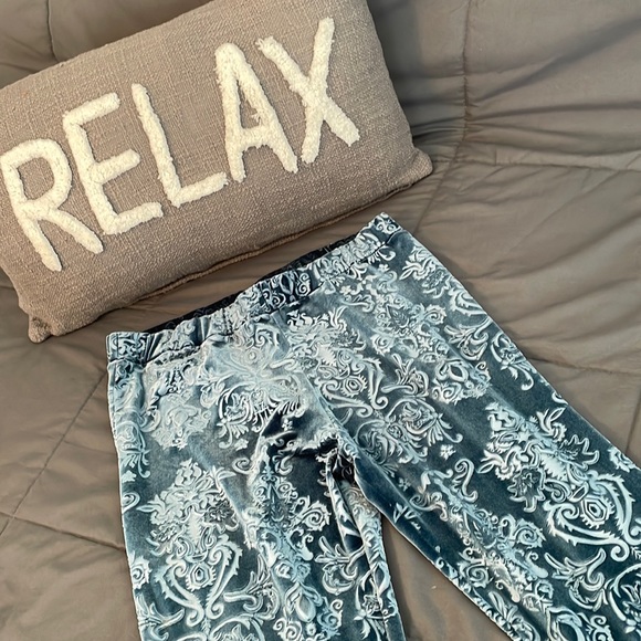 Flare Street Velvet Faerydae Flares New L 70’s Flower Power Free People Blue NEW - Picture 6 of 10